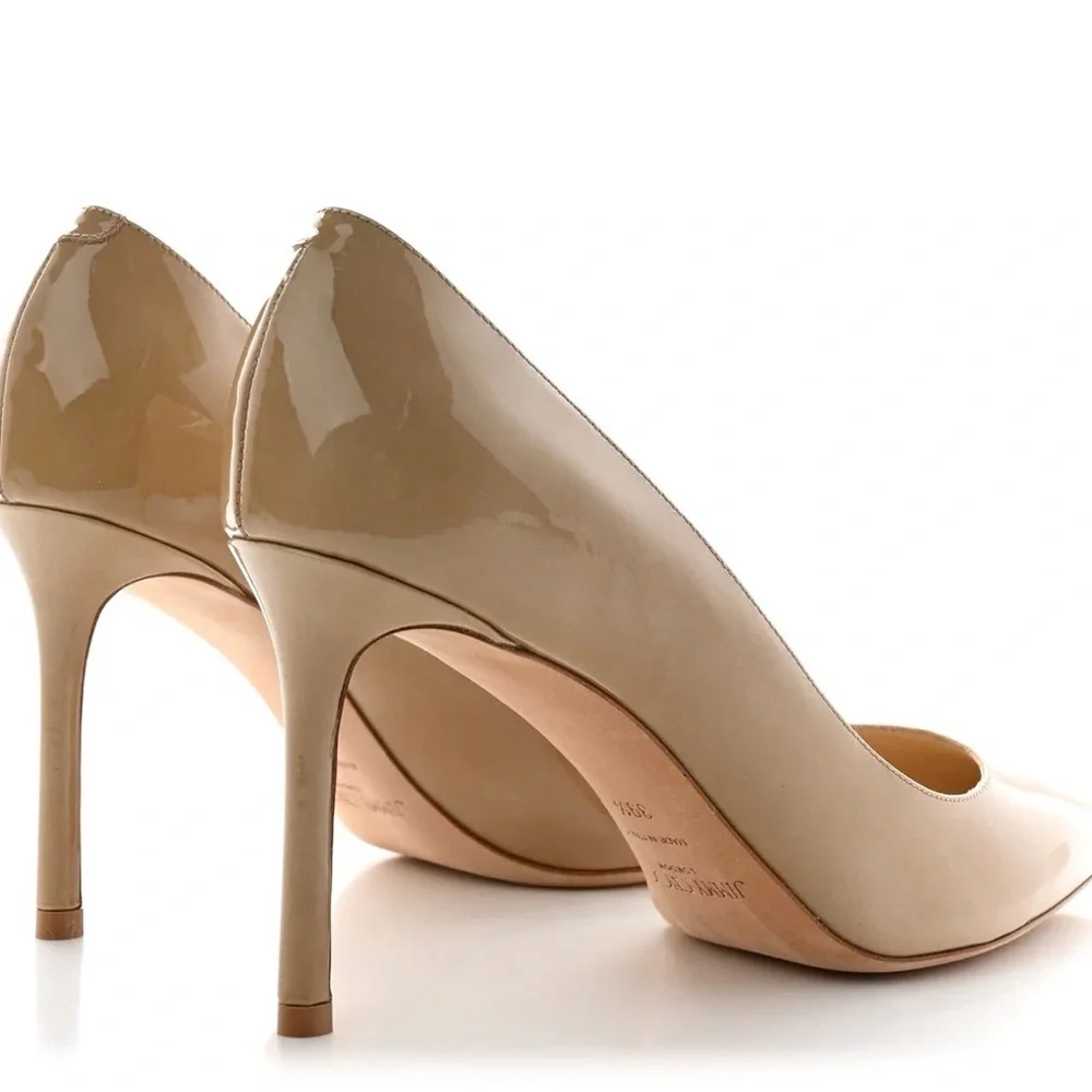 Jimmy Choo Romy 85 Patent Pumps Nude | Size 40 | Classic Pointed Toe Heels Pumps - Picture 6 of 16